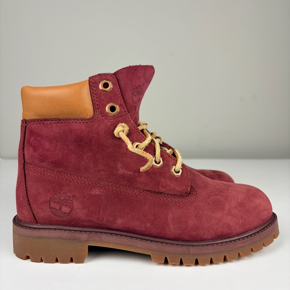 Timberland 6” Waterproof Boots Youth 5 Burgundy Nubuck PrimaLoft Insulated‎